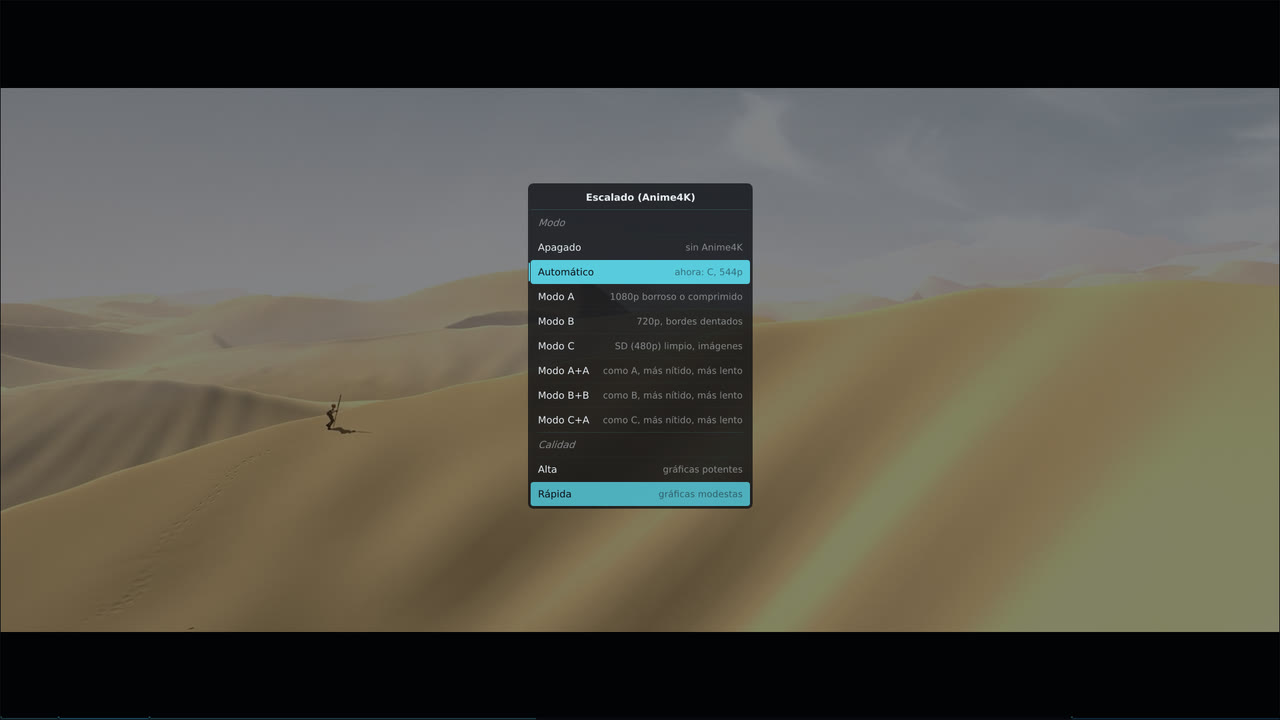 Upscaling menu
