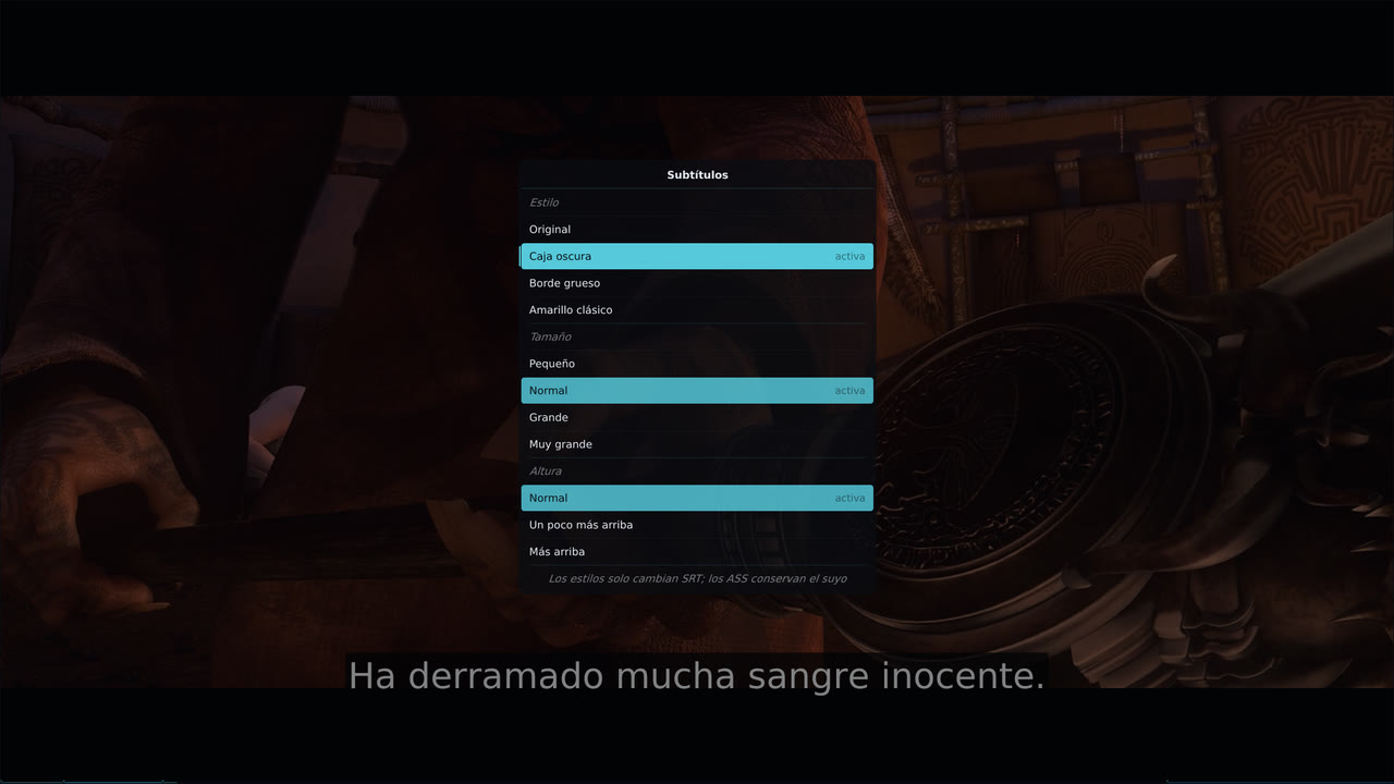 Subtitle menu